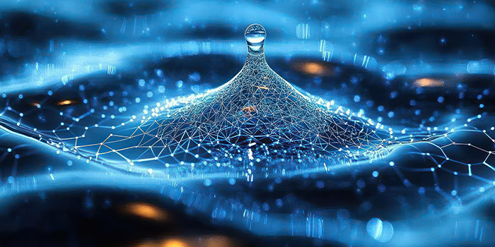 Digital water droplet representing the drops of insight in the PMO data