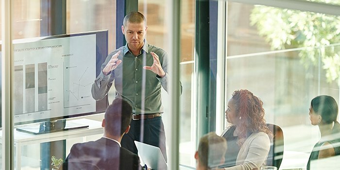 Business people in boardroom for change management training