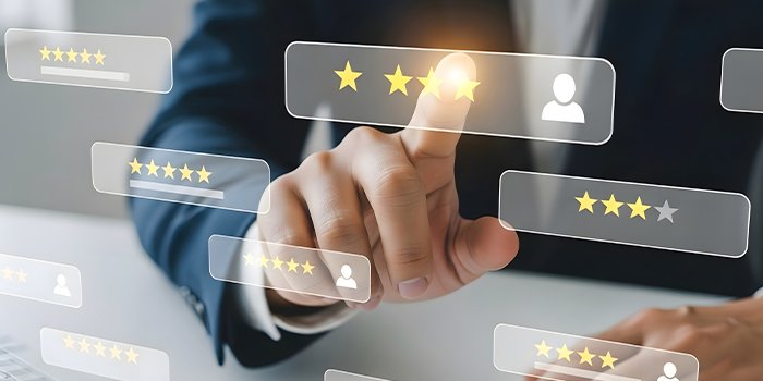 Someone clicking 5 stars to show feedback loop